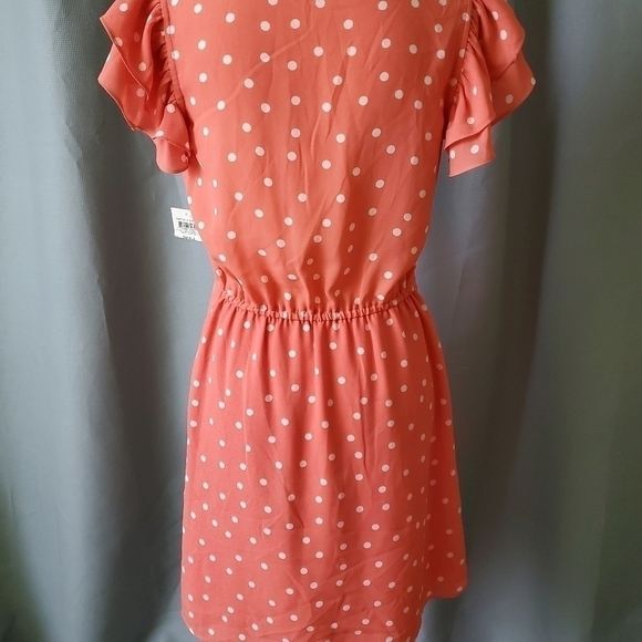 NWT, Maison Jules Coral Polka Dot V-Neck Dress, Size S - Picture 3 of 6